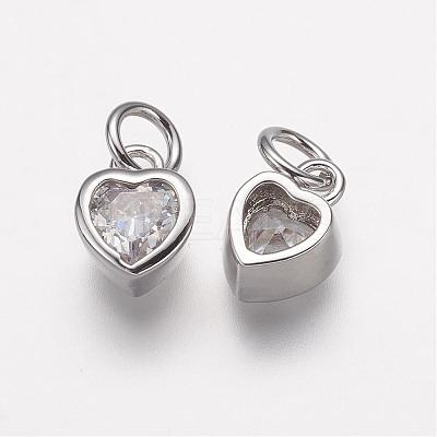 Brass Micro Pave Grade AAA Cubic Zirconia Charms ZIRC-K059-10P-NR-1