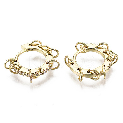 Brass Micro Pave Clear Cubic Zirconia Huggie Hoop Earrings EJEW-N015-05-NF-1