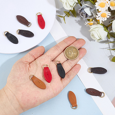 10Pcs 5 Colors Cattlehide Zipper Heads PURS-CL0001-19A-1