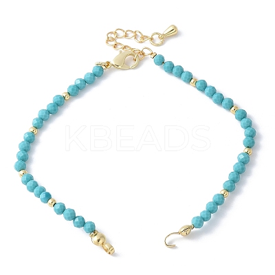 Synthetic Turquoise Faceted Round Beaded Bracelet Making KK-F892-28G-1