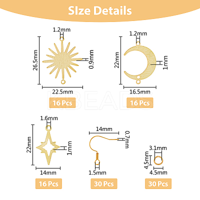 DIY Moon & Star & Sun Earring Making Kit KK-HY0003-49-1