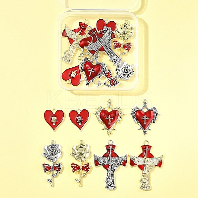 16Pcs 8 Styles Alloy Enamel Pendants FIND-FS0003-88-1