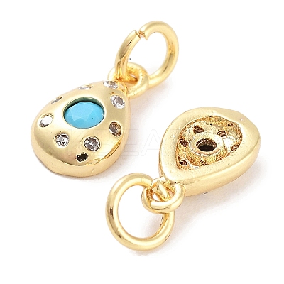 Brass Micro Pave Cubic Zirconia Charms KK-C051-02G-02-1