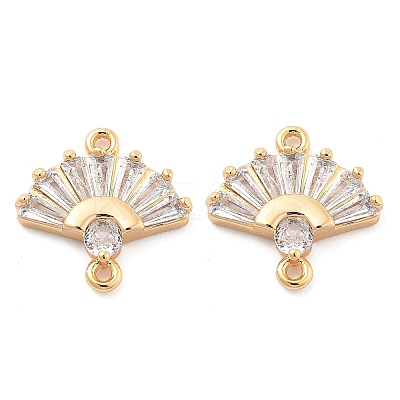 Brass Clear Cubic Zirconia Connector Charms KK-G516-08G-1