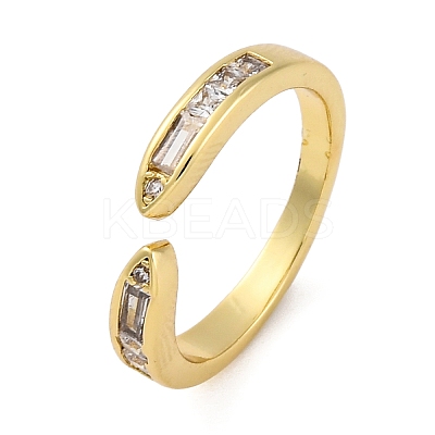 Brass Micro Pave Cubic Zirconia Open Cuff Rings for Women RJEW-G341-03G-02-1