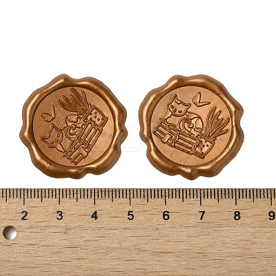 Cat Shape with Book Adhesive Wax Seal Stickers DIY-XCP0002-97B-1