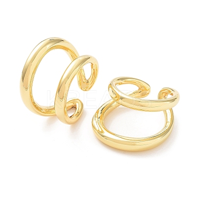 Brass Double Line Open Cuff Rings for Women RJEW-D016-06G-1
