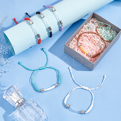 6Pcs 6 Color Glass Tube Urn Link Bracelets Set BJEW-AB00005-1