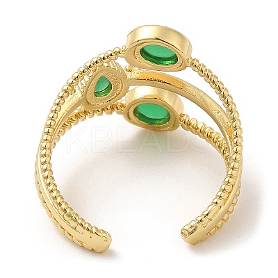Rack Plating Brass Triple Line Open Cuff Rings RJEW-D008-09G-1