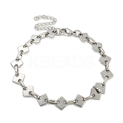 Non-Tarnish 304 Stainless Steel Rhombus Link Chains Bracelets for Men & Women LS-BJEW-D042-02P-1