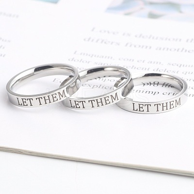 Word Let Them 201 Stainless Steel Finger Rings FS-WGDEB2A-04-1