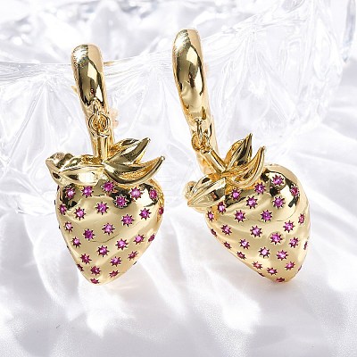 Brass Micro Pave Cubic Zirconia Hoop Earrings EJEW-R016-23G-1