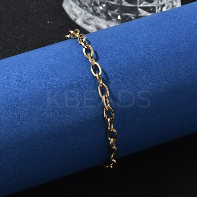 PVD Vacuum Plating 304 Stainless Steel Cable Chain Bracelet for Men Women BJEW-E031-05C-G-1