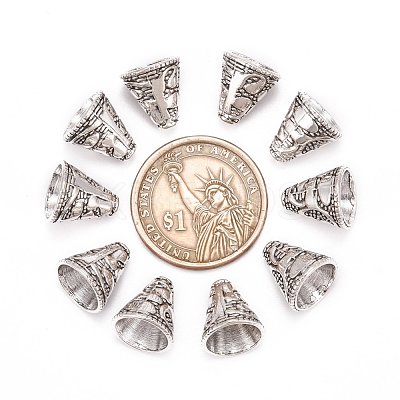 Tibetan Style Cone Alloy Bead Caps PALLOY-I112-09AS-1