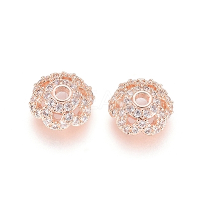 Brass Micro Pave Cubic Zirconia Bead Caps ZIRC-E163-25A-RG-1