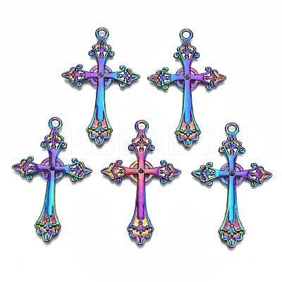 Rainbow Color Alloy Big Pendant Rhinestone Settings PALLOY-S180-012-RS-1