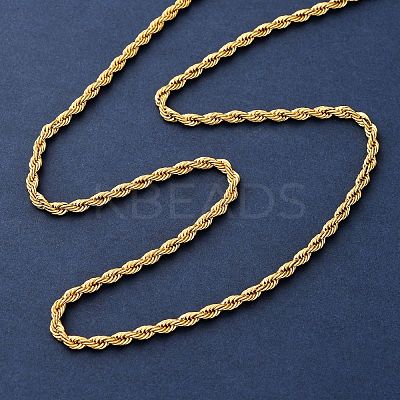 3MM 304 Stainless Steel Rope Chain Necklaces NJEW-P338-01A-G-1