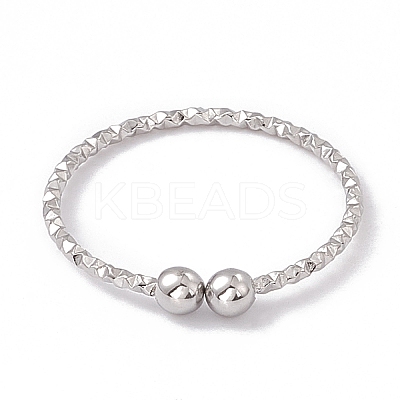 Non-Tarnish 304 Stainless Steel Round Ball Open Cuff Ring for Women RJEW-G275-01P-1