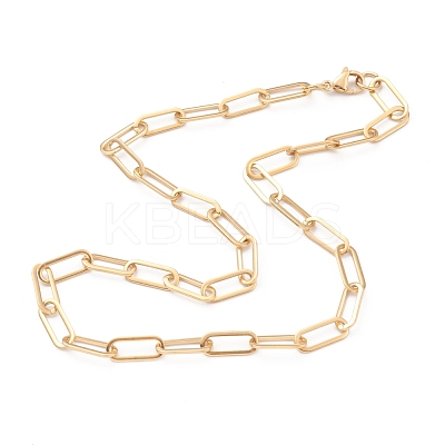 PVD Vacuum Plating 304 Stainless Steel Paperclip Chain Necklaces NJEW-O123-02G-1