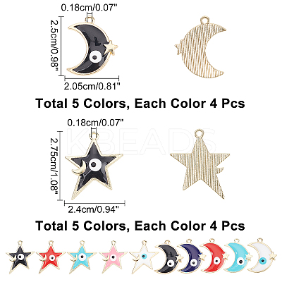 40Pcs 10 Style Rack Plating Alloy Enamel Pendants ENAM-NB0001-85-1