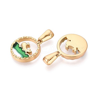 304 Stainless Steel & Enamel Pendants STAS-T072-75B-G-1