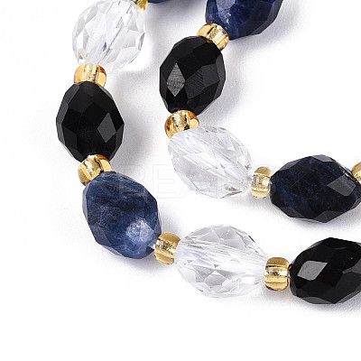 Natural Obsidian & Sodalite & Quartz Crystal Beads Strands G-N358-04A-02-1