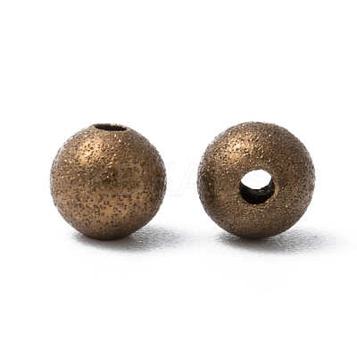Antique Bronze Color Brass Textured Round Beads X-EC248-NFAB-1