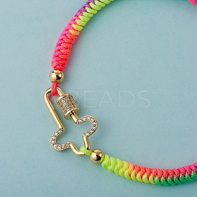 Cross with Screw Carabiner Lock Brass Micro Pave Cubic Zirconia Link Bracelet BJEW-SW00005-03-1
