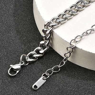 304 Stainless Steel Cuban Link Chain Necklaces for Women Men NJEW-G161-02P-1