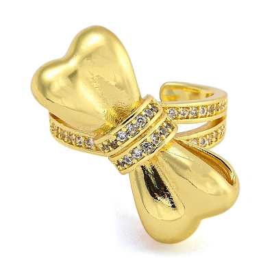 Rack Plating Brass Micro Pave Cubic Zirconia Cuff Rings for Women RJEW-I107-13G-02-1