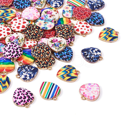48Pcs 12 Styles Light Gold Tone Alloy Enamel Pendants FIND-TA0005-43-1