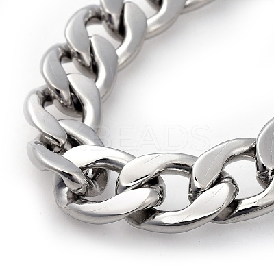 Non-Tarnish Men's 304 Stainless Steel Curb Chain Bracelets BJEW-G618-01P-1