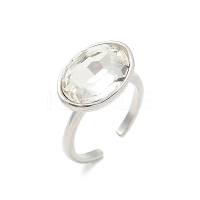 Oval Brass Cuff Rings for Women RJEW-G337-06P-03-1