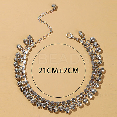 Alloy Crystal Rhinestone Bell Charm Tassel Anklets for Women WG95FC9-02-1