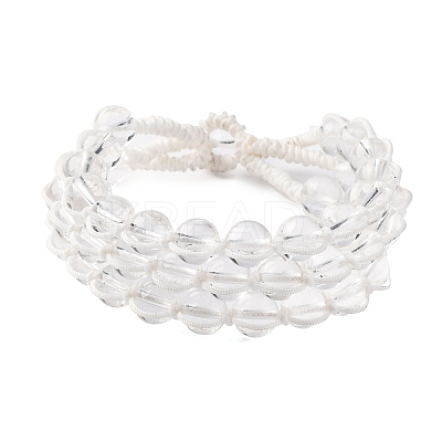 Natural Quartz Crystal Round Beaded Multi-strand Bracelets for Men Women BJEW-G743-02C-1
