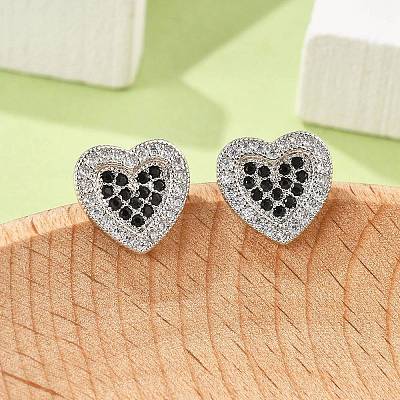 Brass Micro Pave Cubic Zirconia Stud Earrings for Women EJEW-G428-11P-01-1