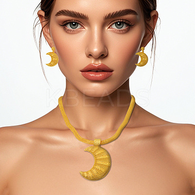Brass Hollow Moon Pendant Necklaces & Earring Sets FS-WGD9A46-01-1