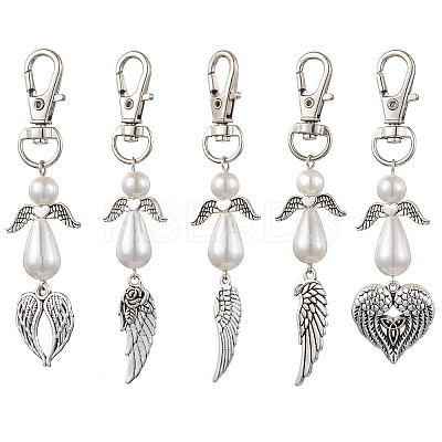 Angel & Wing Alloy Pendant Decoration HJEW-JM02307-1