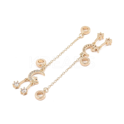 Rack Plating Moon & Star Brass Clear Cubic Zirconia European Safety Chains LS-KK-F879-24G-1
