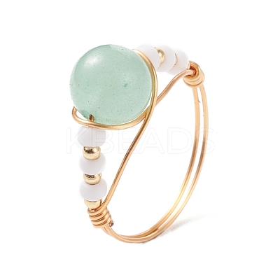 4Pcs 4 Style Natural Genmstone Wire Wrapped Finger Ring RJEW-TA00022-1