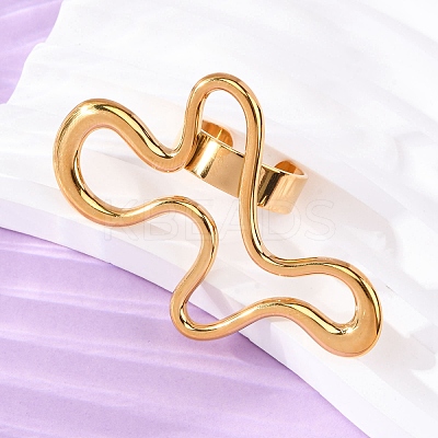 304 Stainless Steel Adjustable Open Cuff Rings for Women LS-RJEW-A064-01G-1