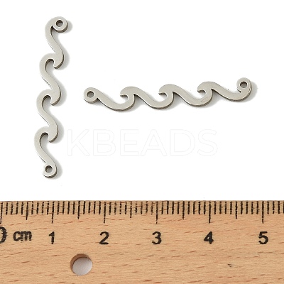 201 Stainless Steel Wave Shaped Connector Charms STAS-A190-01P-1