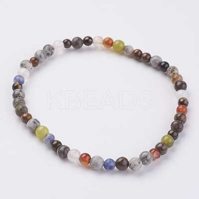 Natural Mixed Stone Stretch Bracelets BJEW-JB02460-01-1