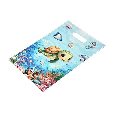 50Pcs 4 Styles Ocean Printed Plastic Gift Storage Tote Bags PL-CBAAD12-03-1