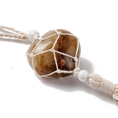 Synthetic Watermelon Stone Glass Pendant Decorations HJEW-E579-01D-1