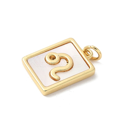 Brass Pave Natural White Shell Pendants KK-S522-09G-B-1