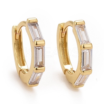 Clear Cubic Zirconia Rectangle Hoop Earrings EJEW-I265-08G-1