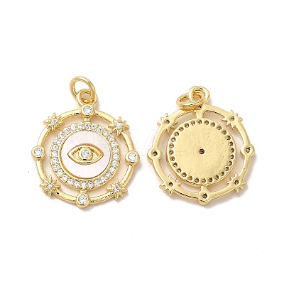 Rack Plating Brass Micro Pave  Cubic Zirconia Pendants KK-B068-40G-1