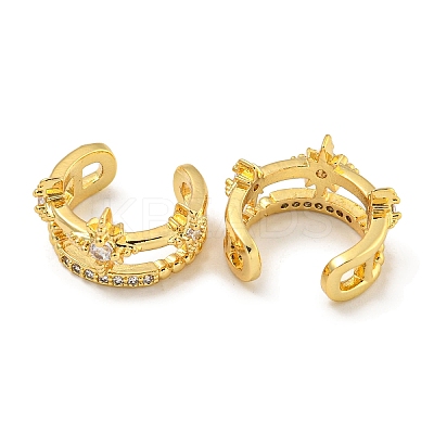 Brass Micro Pave Clear Cubic Zirconia Cuff Earrings for Women EJEW-C104-122G-1