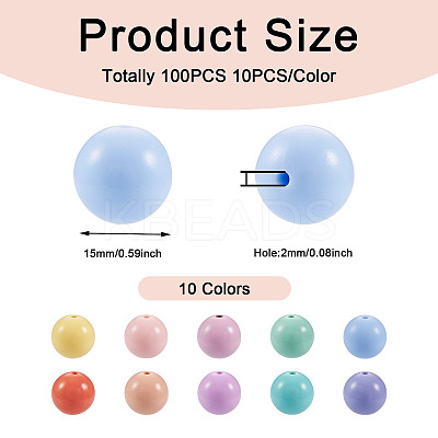 100Pcs 10 Colors Food Grade Eco-Friendly Silicone Focal Beads SIL-TA0001-28-1
